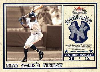 2002 Fleer Tradition Update - New York's Finest Single Swatch #NNO Alfonso Soriano / Roberto Alomar Front