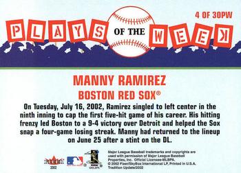 2002 Fleer Tradition Update - Plays of the Week #4 PW Manny Ramirez  Back