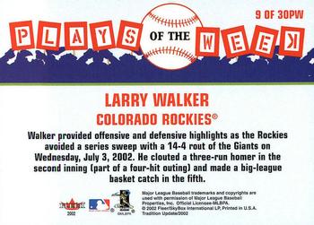 2002 Fleer Tradition Update - Plays of the Week #9 PW Larry Walker  Back