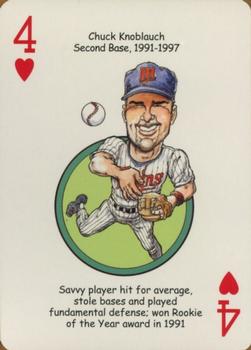 2007 Hero Decks Minnesota Twins Baseball Heroes Playing Cards #4♥ Chuck Knoblauch Front