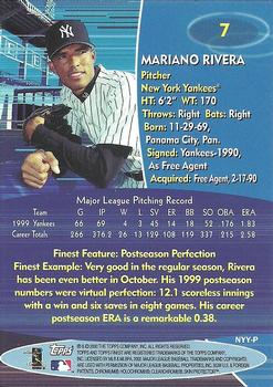 2000 Finest #7 Mariano Rivera Back