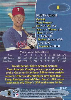 2000 Finest #8 Rusty Greer Back