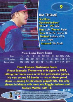 2000 Finest #9 Jim Thome Back