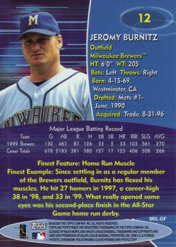 2000 Finest #12 Jeromy Burnitz Back