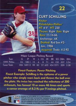 2000 Finest #22 Curt Schilling Back