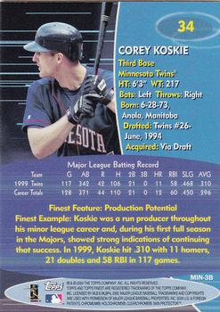 2000 Finest #34 Corey Koskie Back