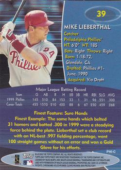 2000 Finest #39 Mike Lieberthal Back