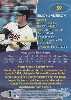 2000 Finest #59 Brady Anderson Back