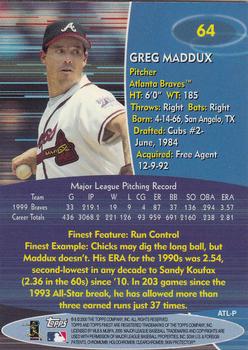 2000 Finest #64 Greg Maddux Back