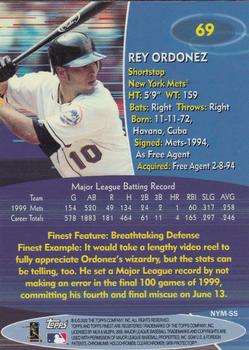 2000 Finest #69 Rey Ordonez Back