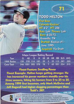 2000 Finest #71 Todd Helton Back
