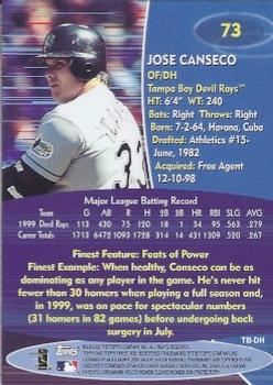 2000 Finest #73 Jose Canseco Back