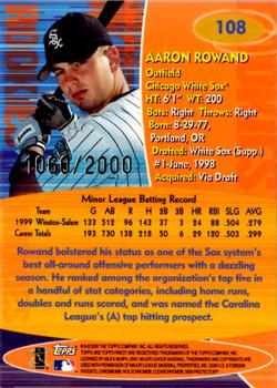 2000 Finest #108 Aaron Rowand Back