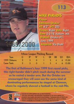 2000 Finest #113 Mike Paradis Back