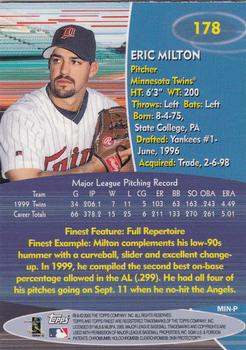 2000 Finest #178 Eric Milton Back