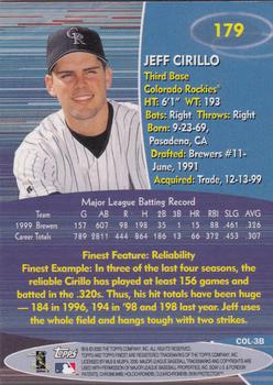 2000 Finest #179 Jeff Cirillo Back