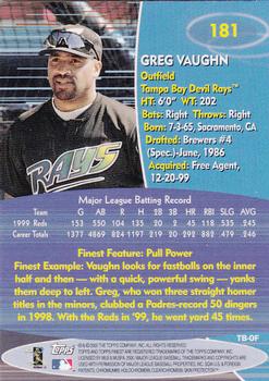 2000 Finest #181 Greg Vaughn Back