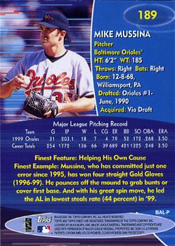 2000 Finest #189 Mike Mussina Back