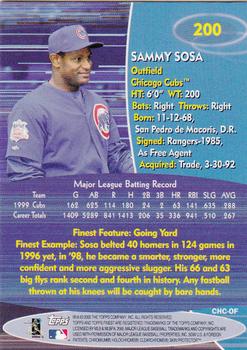 2000 Finest #200 Sammy Sosa Back