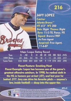 2000 Finest #216 Javy Lopez Back