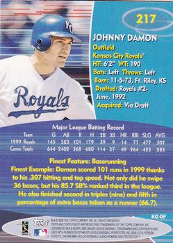 2000 Finest #217 Johnny Damon Back