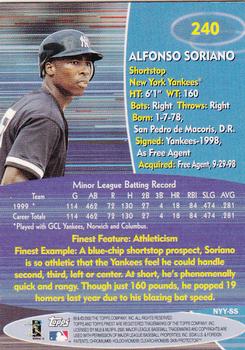 2000 Finest #240 Alfonso Soriano Back