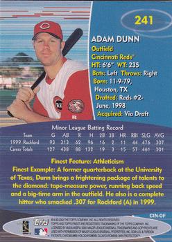 2000 Finest #241 Adam Dunn Back