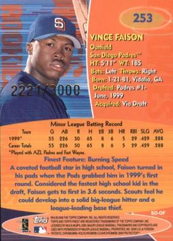 2000 Finest #253 Vince Faison Back