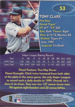 2000 Finest #53 Tony Clark Back