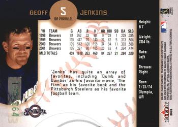 2002 Fleer Triple Crown - Batting Average Parallel #5 Geoff Jenkins Back