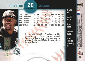 2002 Fleer Triple Crown - Batting Average Parallel #20 Preston Wilson Back