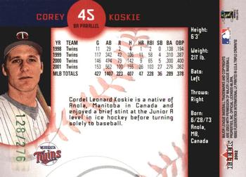 2002 Fleer Triple Crown - Batting Average Parallel #45 Corey Koskie Back