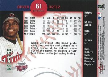 2002 Fleer Triple Crown - Batting Average Parallel #61 David Ortiz Back