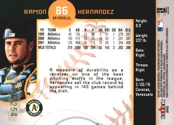 2002 Fleer Triple Crown - Batting Average Parallel #86 Ramon Hernandez Back