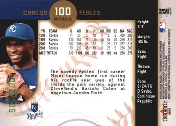 2002 Fleer Triple Crown - Batting Average Parallel #100 Carlos Febles Back