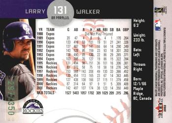 2002 Fleer Triple Crown - Batting Average Parallel #131 Larry Walker Back