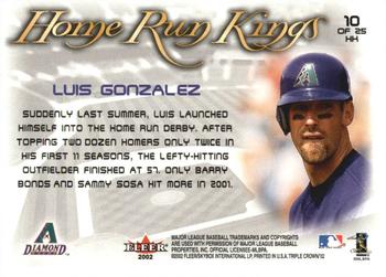 2002 Fleer Triple Crown - Home Run Kings #10 HK Luis Gonzalez  Back