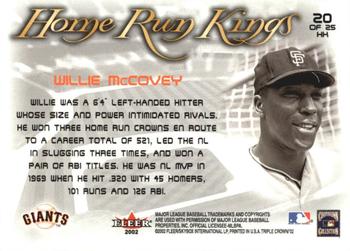 2002 Fleer Triple Crown - Home Run Kings #20 HK Willie McCovey  Back