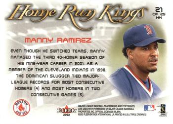 2002 Fleer Triple Crown - Home Run Kings #21 HK Manny Ramirez  Back
