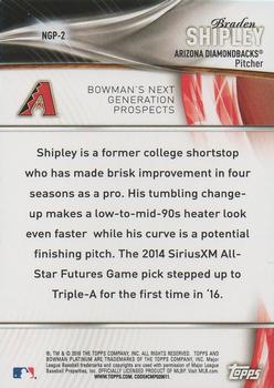2016 Bowman Platinum - Next Generation Prospects #NGP-2 Braden Shipley Back