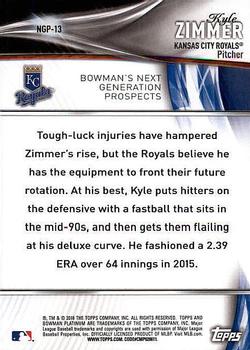 2016 Bowman Platinum - Next Generation Prospects #NGP-13 Kyle Zimmer Back