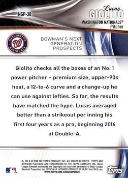 2016 Bowman Platinum - Next Generation Prospects #NGP-30 Lucas Giolito Back