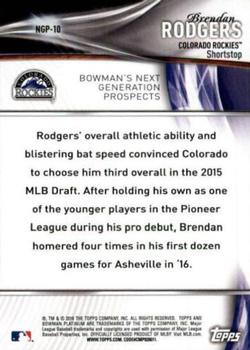 2016 Bowman Platinum - Next Generation Prospects Purple #NGP-10 Brendan Rodgers Back