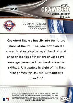 2016 Bowman Platinum - Next Generation Prospects Purple #NGP-21 J.P. Crawford Back
