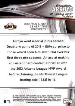 2016 Bowman Platinum - Next Generation Prospects Purple #NGP-24 Christian Arroyo Back