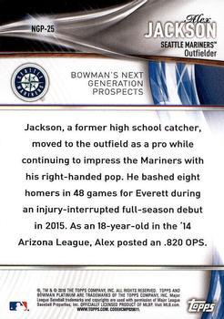 2016 Bowman Platinum - Next Generation Prospects Black #NGP-25 Alex Jackson Back