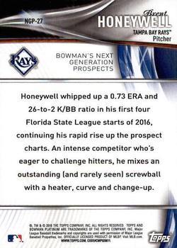 2016 Bowman Platinum - Next Generation Prospects Black #NGP-27 Brent Honeywell Back