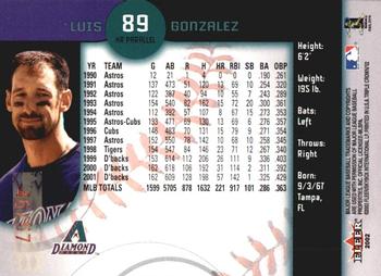 2002 Fleer Triple Crown - Home Run Parallel #89 Luis Gonzalez Back