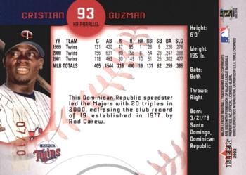 2002 Fleer Triple Crown - Home Run Parallel #93 Cristian Guzman Back