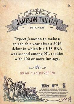 2017 Topps Gypsy Queen #60 Jameson Taillon Back
